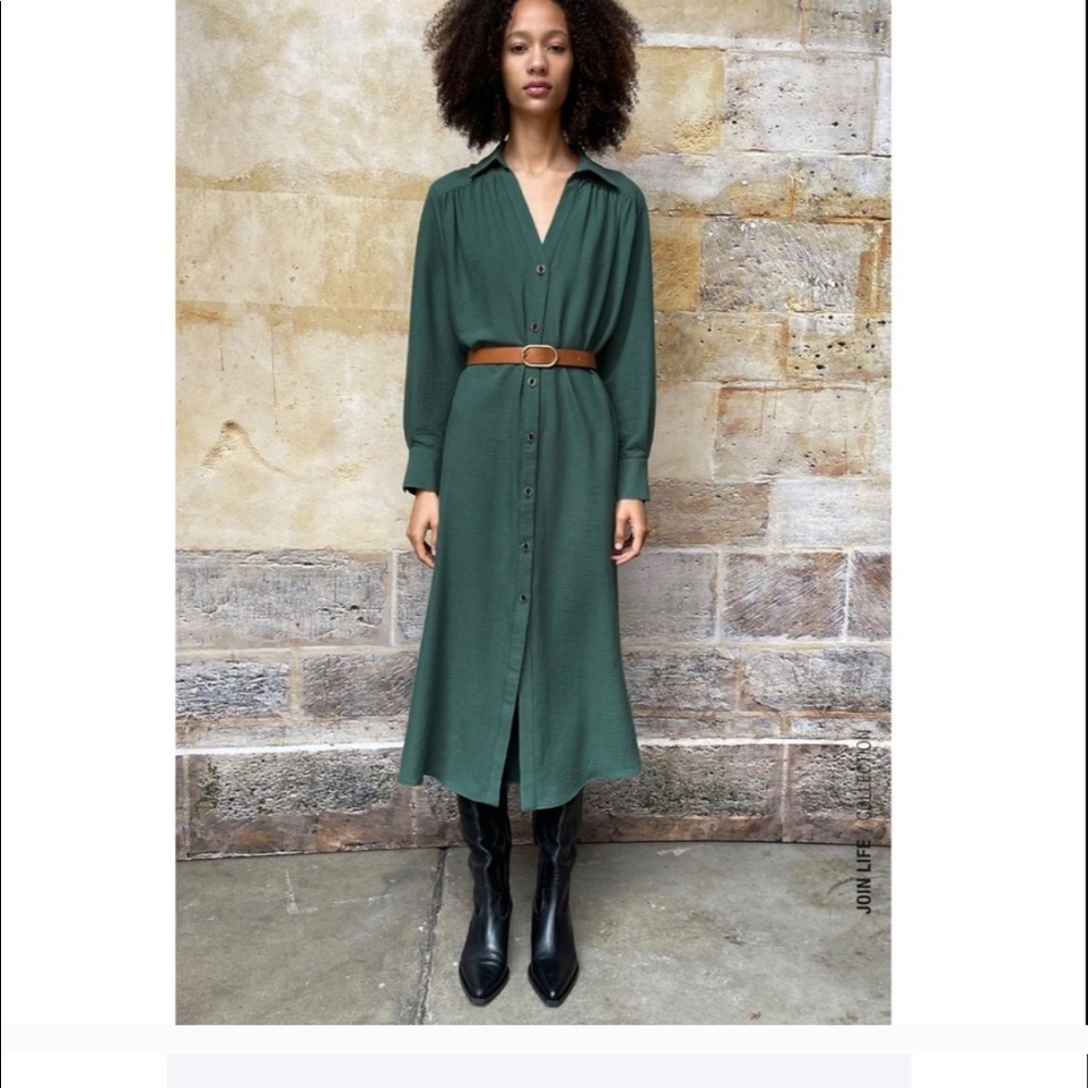 Zara belted green dress